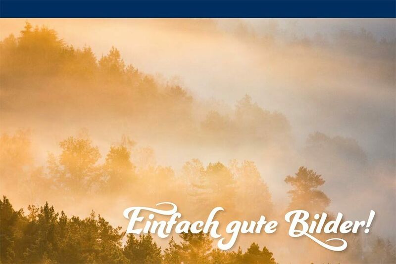 Heimatlichter Print-Gutschein Titelseite eines Heimatlichter Gutscheins für die Portale Heimatfotos.de und Heimaterleben.de mit einem Foto das einen Wald mit Neben zeigt